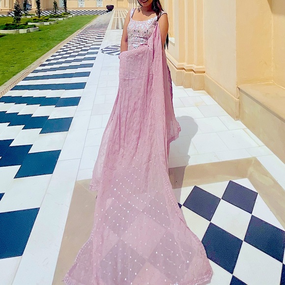 Gotta patti suit,pure chiffon mirror dupatta,pure chiffon flared plazo - Picture 8 of 14